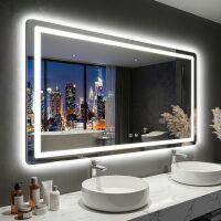 LED Bathroom Mirror, Anti-Fog, Dimmable, Backlit+Frontlit, 3 Color Light, 55" x 30"
