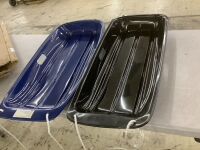 Lot of (2) Kids Outdoor Plastic Toboggan Snow Sled Board w/ Pull Rope, Handles - 35in