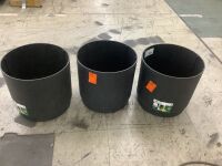 Lot of (3) Vigoro Lilliana Large Black Plastic Round Planter with Drainage Holes (16.5 in. L x 15.6 in. W x 15 in. H)