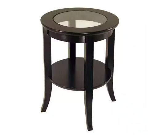 WINSOME WOOD Genoa Espresso Glass Top End Table