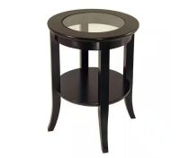 WINSOME WOOD Genoa Espresso Glass Top End Table