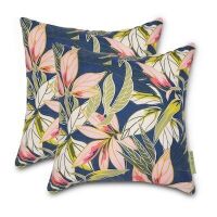 Classic Accessories Vera Bradley 2 -Pack Floral Rain Forest Leaves Blue Square Throw pillow