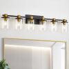 Bathroom Vanity Light, 6 Light Black and Gold Bathroom Light Fixtures, Sconces Wall Lighting with Clear Glass Shade, Modern Brushed Gold Vanity Lighting fixture