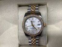 Watch marked Rolex Datejust 31 Midsize Steel Yellow Gold Diamond Ladies Watch 178383 Box Card