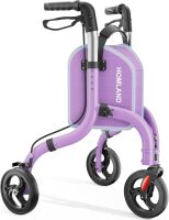 HOMLAND 3 Wheel Walkers for Seniors, Lightweight Foldable Aluminum Three Wheel Walker, Height Adjustable Compact Rollator Walker with Removable