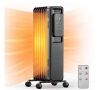 R.W.FLAME 1500W Portable Electric Oil Heater with LCD Display and Anti-Tip Protection in Black