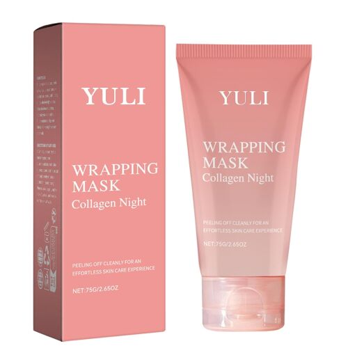 YULI collagen night wrapping mask, Overnight collagen face mask Easy Peel Off Facial Mask Skin Care night mask 2.54 fl.oz (1 pcs)