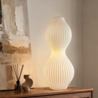 RONDURE 15.8" Modern Ceramic Table Lamp, Fully Dimmable Modern Bedside Lamps for Bedroom, Living Room and Nightstand, White Translucent Ceramic Shade, Warm Ambient Lighting, Corded, Bulb Included