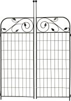 Black Coated Steel Decorative Garden Fence Gate, 44" x 36"
