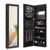 Costway Lockable Wall Door Mounted Mirror Jewelry Cabinet with LED Lights  