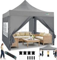 COBIZI 10x10 Heavy Duty Pop Up Canopy Tent with 4 Sidewalls