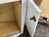 Lot of (2) Hampton Bay Shaker 27 in. W x 12 in. D x 30 in. H Assembled Wall Kitchen Cabinet in Satin White - 1 Needs Repair - 7