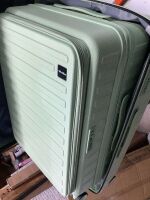 WireHot 22&times;14&times;9 Airline Approved Carry On Luggage with Front Open Pocket, Spinner Wheels, ABS+PC Hardshell Small 20inch Suitcase with Protective Cover and Luggage Tag, Avocado Green