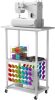 Rolling Craft Table with 56 Spools Thread Holder, 3 Storage Shelves, Portable Sewing Cabinet for Embroidery Machine, Craft Cart Organizer, White