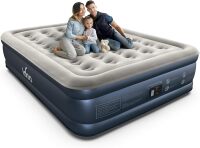 iDOO Queen Air Mattress with Built in Pump, 18 Raised Comfort Inflatable Blow up Mattress, Upgraded Support Structure Portable Air Bed for Camping, Guests and Home, Colchon Inflable, 650lbs Max