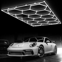 Hexagon Garage Lights, 14 Grids LED Garage Hexagon Lights with Rectangle Frame, 6500K Super Bright Honeycomb Lights for Garage, Warehouse, Car Detailing Shop, Exhibition Hall, Gym