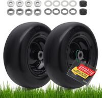 USCaster 11x4.00-5 Lawn Mower Tires Flat Free (2 Pack),Universal 11x4-5 Solid Smooth Tractor Turf Tire with Rim, 3.4" Centered Hub and 3/4" & 5/8" Bushing, For Zero Turn Mowers and Riding Lawn Mower
