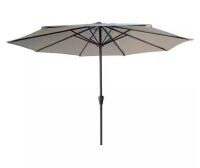 9 ft. Aluminium Market Patio Umbrella in Gray, Push Button Tilt and Crank