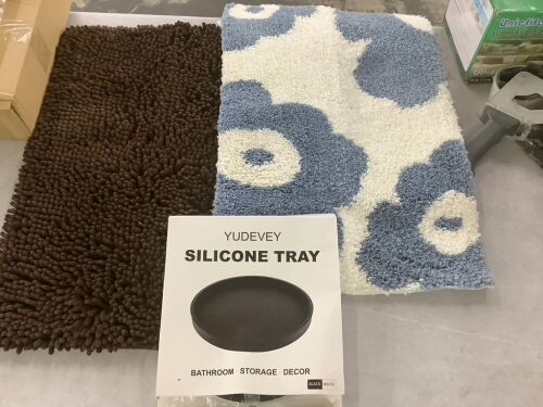 Lot of (2) Bathroom Rugs & Silicone Storage Tray