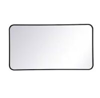 Timeless Home 22 in. W x 40 in. H x Modern Soft Corner Metal Rectangle Black Mirror