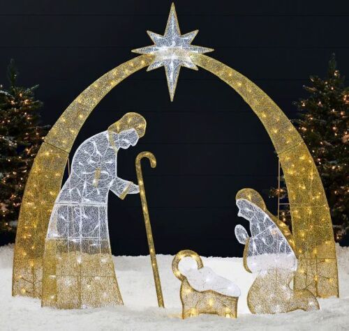 6' Lighted 2D Christmas Nativity Scene Outdoor Decor w/ Twinkling LED Lights