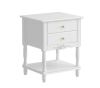 FUFU&GAGA 2 Drawers and Open Shelf, White Wooden Nightstand, 19.7in.W x 16.9in.D x 25.2in.H