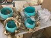 Lot of (2) 10 in. and 8 in. Small Teal Metal Indoor Outdoor Planter with Removable Stand (2- Pack) - 1 Dented - 2