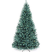 12ft Pre-Lit Artificial Blue Spruce Christmas Tree, w/Easy Assembly