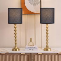 EUO 30.5" Gold Table Lamps for Living Room Set of 2, Gold Buffet Lamps Set of 2 for Sideboard, Modern Buffet Table Lamp Set Tall Skinny, Tall Bamboo Candlestick Lamp for Home Office