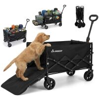 Folding Pet Wagon for Dogs - 330 Lbs Heavy Duty Dog Cart, All-Terrain Collapsible Wagon for Beach, Shopping & Camping, Garden Cart