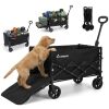 Folding Pet Wagon for Dogs - 330 Lbs Heavy Duty Dog Cart, All-Terrain Collapsible Wagon for Beach, Shopping & Camping, Garden Cart