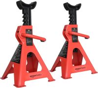 Amazon Basics Steel Jack Auto Stands,1 Pair, Black and Red