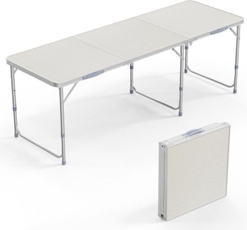 VINGLI 6ft Folding Camping Table with Carry Handle