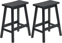 VINGLI 24 Inch Solid Wood Saddle Barstool, Set of 2