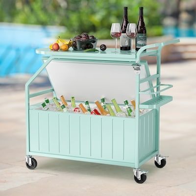 VINGLI 80 Quarts Rolling Patio Cooler/Ice Chest with Table