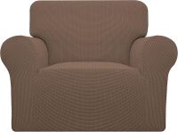 Easy-Going Stretch Oversized Chair Sofa Slipcover 1-Piece Couch Sofa Cover Furniture Protector Soft with Elastic Bottom for Kids Spandex Jacquard Fabric Small Checks Brown