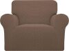Easy-Going Stretch Oversized Chair Sofa Slipcover 1-Piece Couch Sofa Cover Furniture Protector Soft with Elastic Bottom for Kids Spandex Jacquard Fabric Small Checks Brown