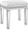 VINGLI Mirrored Vanity Stool with Storage