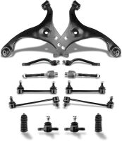 POWERGEAR Front Lower Control Arm Steering Suspension Kit Tie Rod Boot Sway Bar Link 14PCS Fit for 2007-2012 Hyundai Elantra 2.0L