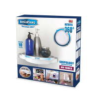 Case Pack (6 Count) of Rotating Shelf, Storage Organizer with Water-Resistant , No-Assembly Wall-Mounted Shelf for Kitchen and Bathroom Caddy Storage, Corner Shower Shelf