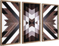 flangairy Set of 3 Aztec Wall Decor, 20.9"x 9.8" Wood Western Wall Art, Native American Tribal Southwestern Modern Boho Southwest Living Room Bedroom Kitchen Bathroom Rustic Farmhouse Home Decorations