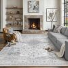 HUGEAR 8x10 Washable Rugs for Living Room Vintage Blue Bedroom Rug Soft Area Rug Non-Shedding Non-Slip Carpet Low Pile Dining Room Office Indoor Home Modern Decor