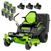 GreenworksPro 60V 42" Cordless Battery CrossoverZ Zero Turn Lawn Mower + Bagger, (6) 8.0 Ah Batteries and (3) Dual-Port Turbo Chargers