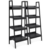 Set of 2 Wooden 4-Shelf Open Ladder Bookcase Displays w/ Metal Framing. Appear New