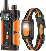 SLOPEHILL Shock Collars, 4200FT Dog Training Collar with Remote, IPX8 Waterproof E-Collar Featuring Beep, Vibration, Shock, Flash Light, No-Shock Mode, fit for Small Medium Large Dogs Orange
