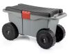 Pure Garden 1.59 cu. ft. Gray Plastic Rolling Garden Cart with Seat