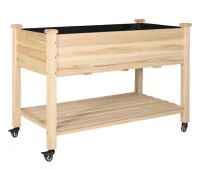 VEIKOUS 48 in. x 24 in. x 33 in. Cedar Wood Raised Garden Bed with Lockable Wheels, Liner