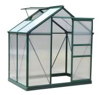 Outsunny 4 ft. x 6 ft. x 7 ft. Aluminum Polycarbonate Portable Walk-In Garden Greenhouse with Rooftop Vent and UV-Resistant Walls