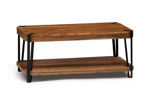 Alaterre Furniture Ryegate 48 in. Natural Rectangle Wood Top Coffee Table with Shelf