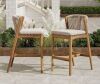 CHRISTOPHER KNIGHT HOME Luca Patio Acacia Wood and Rope Outdoor Bar Stools with Beige Cushions, Footrest (2-Pack)